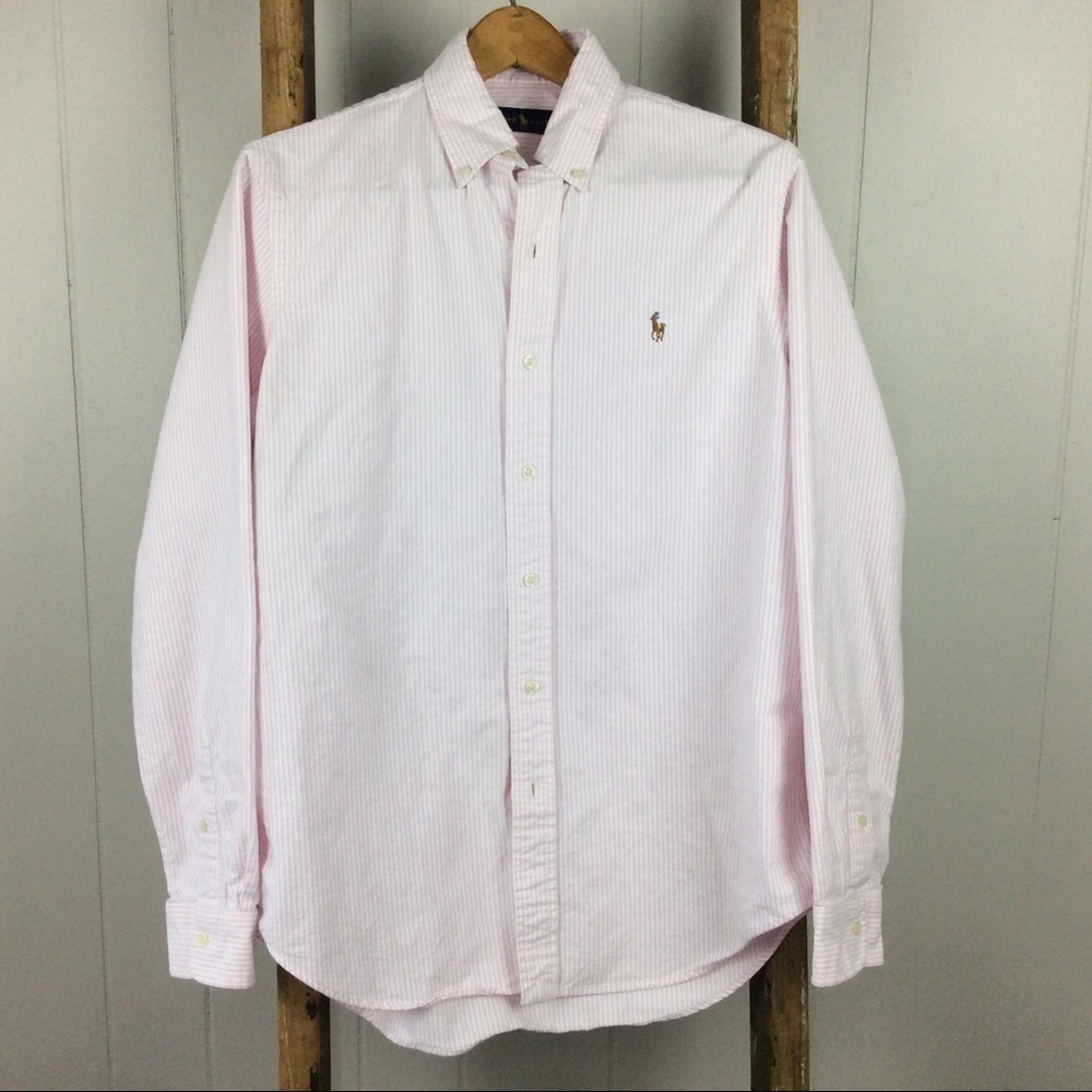 Ralph Lauren Stripe Button Down Oxford Pink Shirt